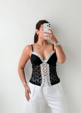 Size M Black Lace Corset Top