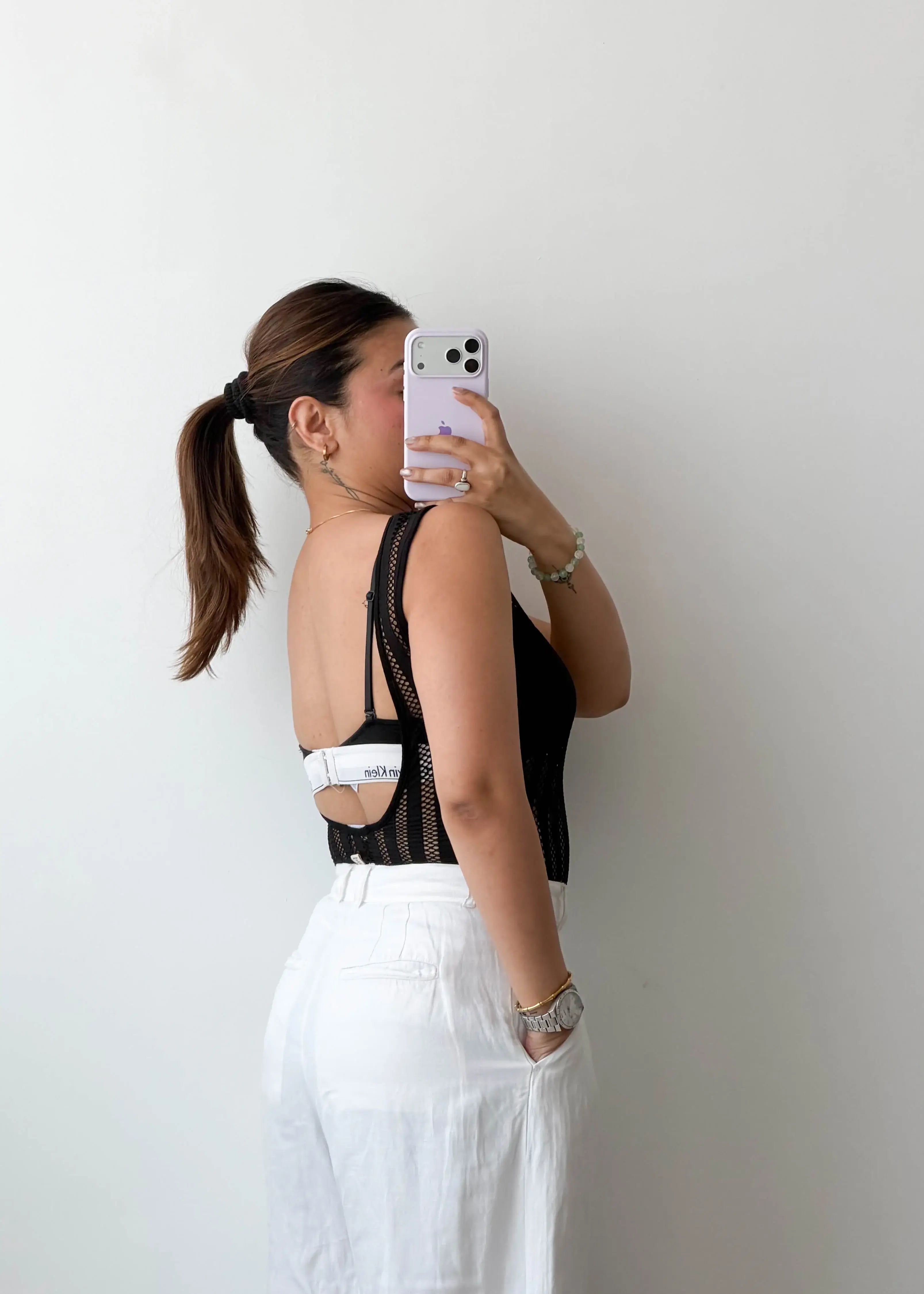 Size S-M Black Mesh Panel Bodysuit
