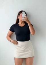 Size S-M Black Basic Round Neck Bodysuit