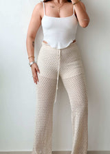 Waist 24-28 Beige Crochet Pants