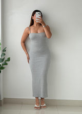 Size XS-S Grey Ribbed Knit Midi Dress