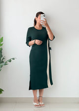 Size L-XL Emerald Green Ribbed Midi Dress