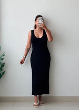 Size L-XL Black Sleeveless Maxi Dress