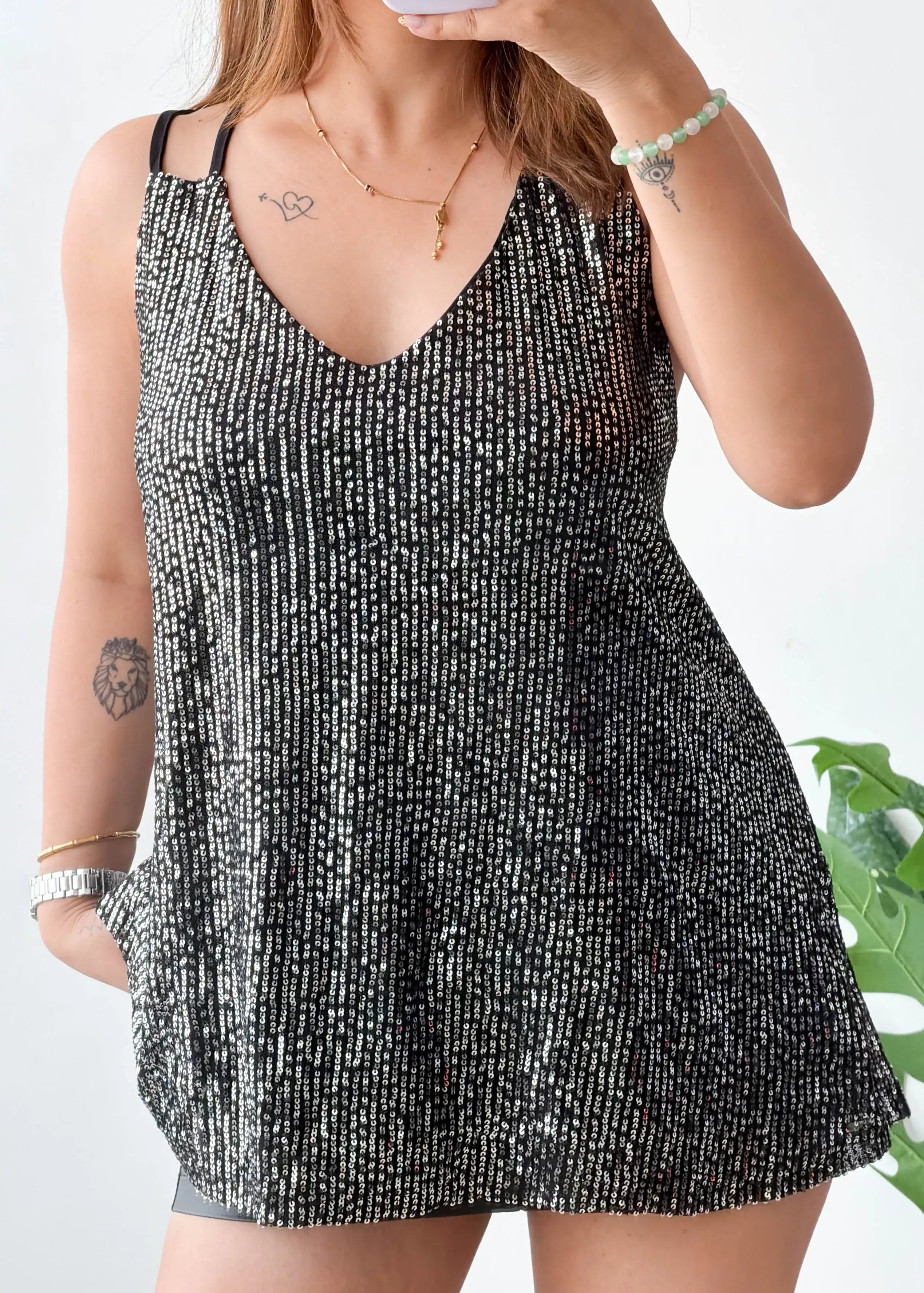 Size 2XL-3XL, Black Sequin Flow Top