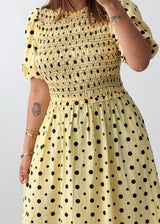 Size L-XL Yellow Polka Dot Midi Dress
