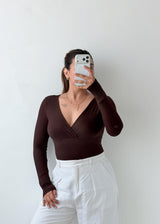 Size XS-S Chocolate Wrap Bodysuit