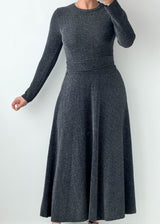 Size S-M Charcoal Heather Fit & Flare Maxi Dress