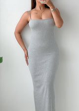 Size XS-S Grey Ribbed Knit Midi Dress