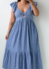 Size M-L Powder Blue Ruffle Maxi Dress