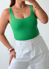Size XS Bright Green Square Neck Bodysuit