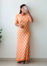 Size M-L Peach Floral Knit Maxi Dress