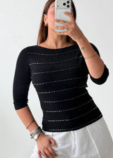 Size S-M Black Stripe Knit Top