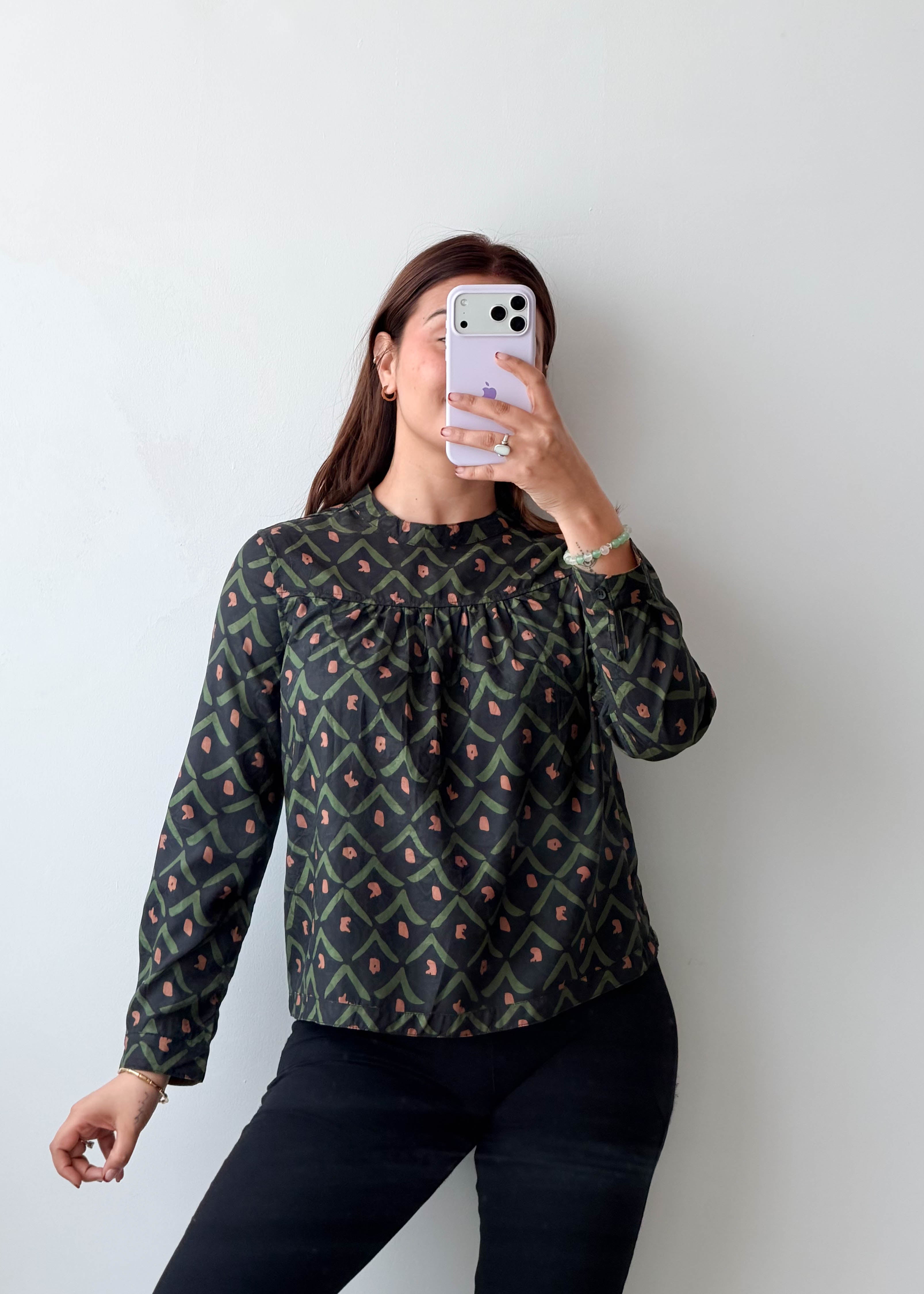 XS-S Black Geometric Printed Top