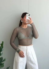 Size XS-S, Sheer Mesh Long Sleeve Top - Closet by Payal