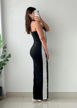 Size S-M Black & White Asymmetric Knit Maxi Dress