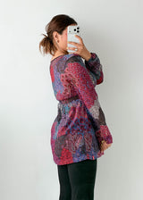 Size S-M Burgundy Paisley Empire Waist Top
