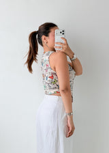 Size M-L Multicolor Graphic Crop Top
