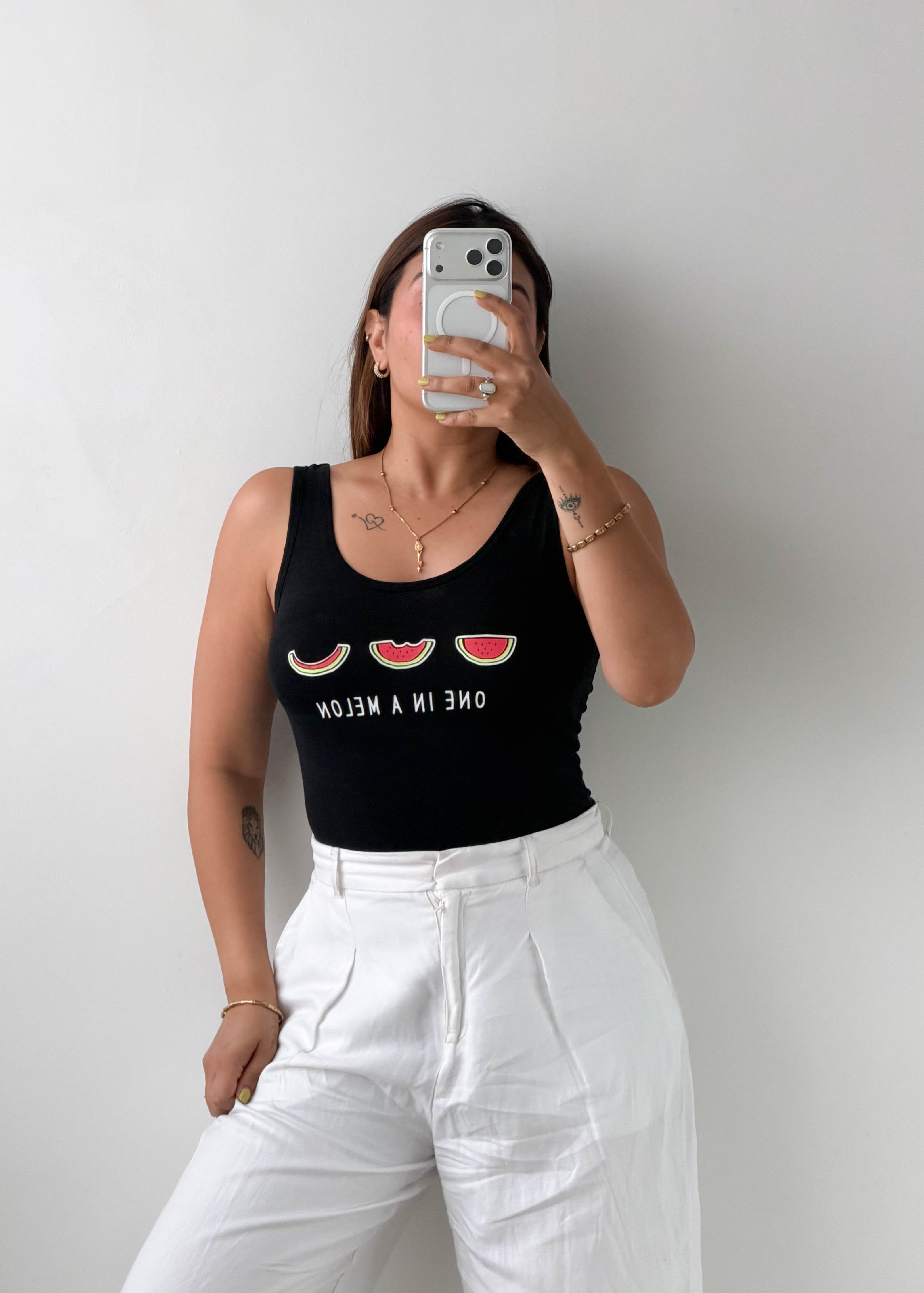 Size S-M Black Watermelon Graphic Bodysuit