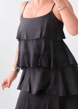 Size XS-S Black Tiered Maxi Dress