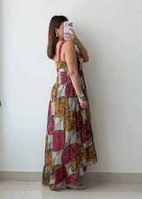 Size M, Multicolor Printed Maxi Dress