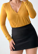 Size XS-S Mustard Wrap Bodysuit