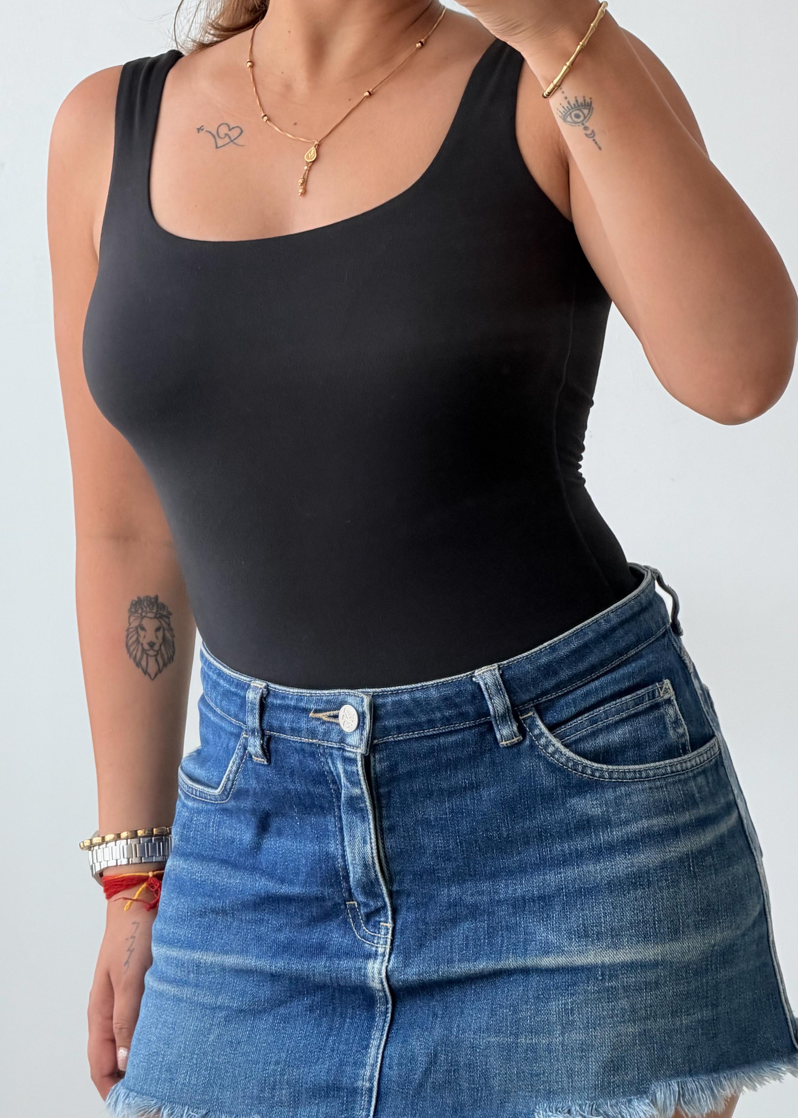 Size XS-S Black Scoop Neck Bodysuit