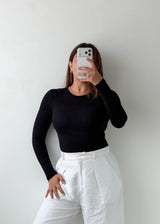 Size XS-S Black Crew Neck Bodysuit