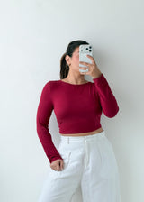 Size M-L Wine Open Back Tie Top