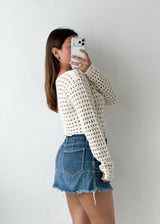 Size XS-S White Open Knit Sweater Top