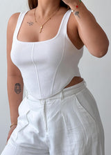 Size S-M White Cut-Out Corset Tank Top