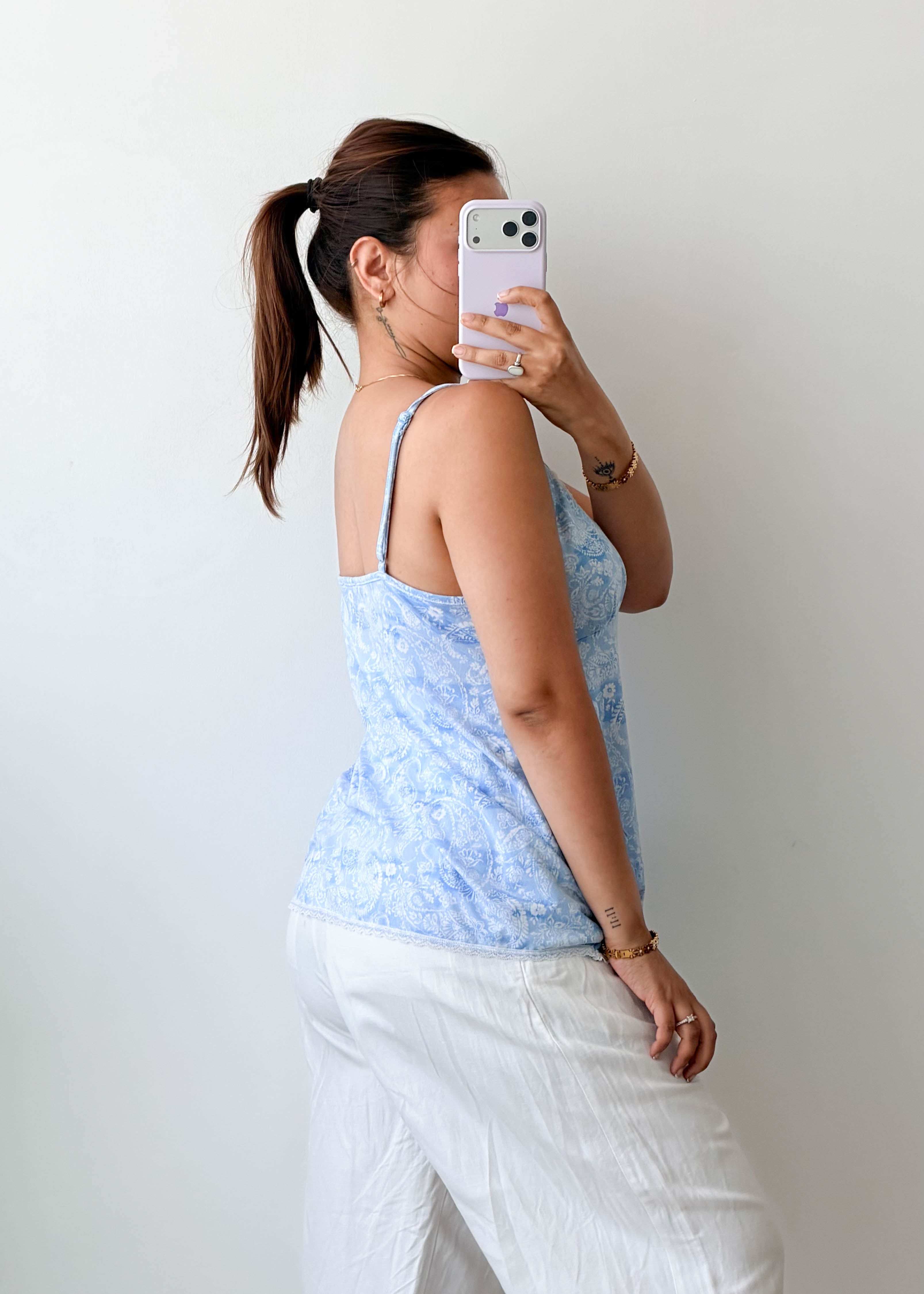 Size L-XL Blue Paisley Cami Top