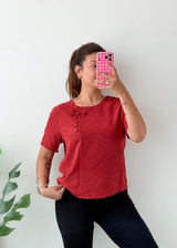 Size S-M Rust Chinese Knot Top