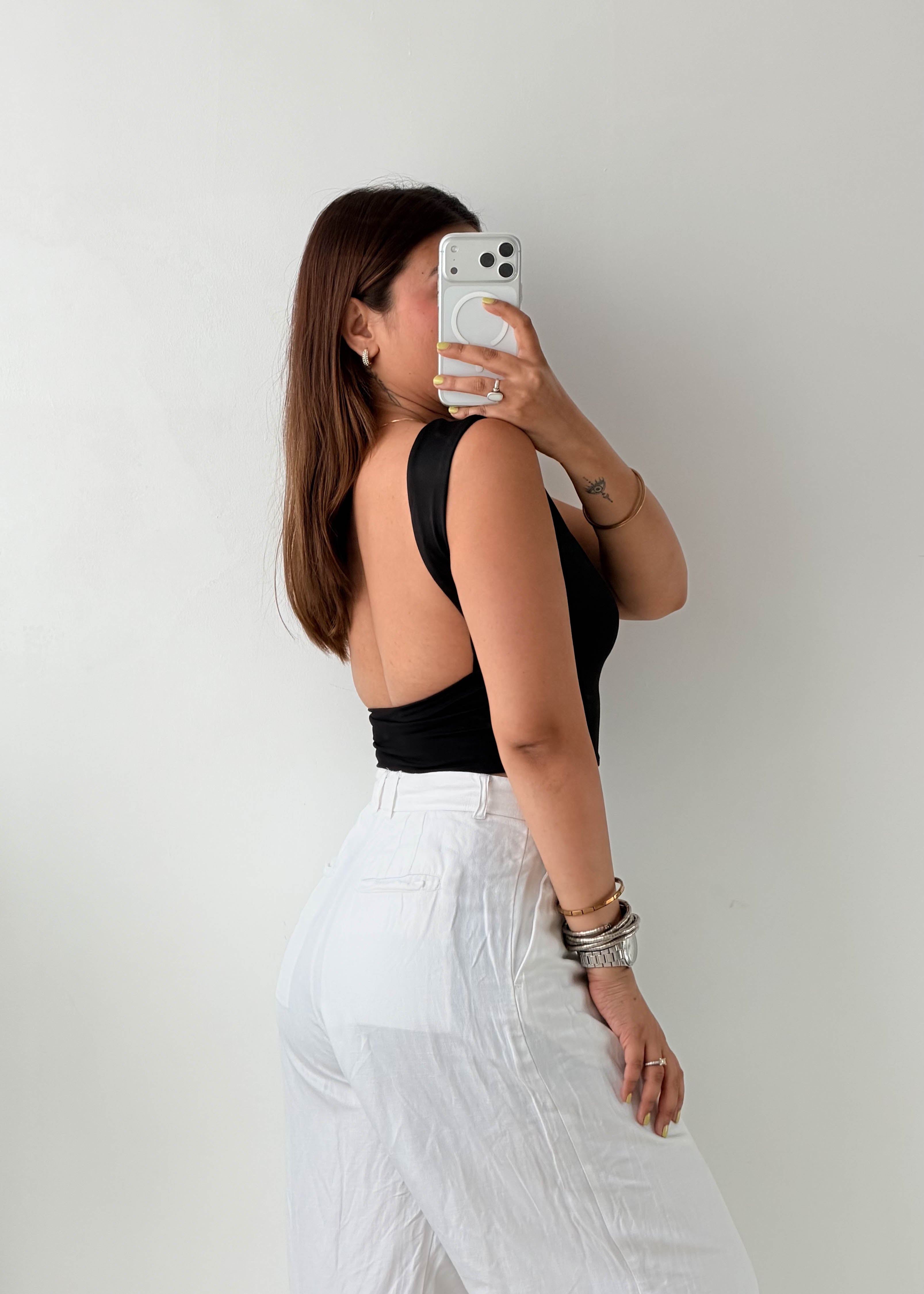 Size XS-S Black Open Back Tank Top
