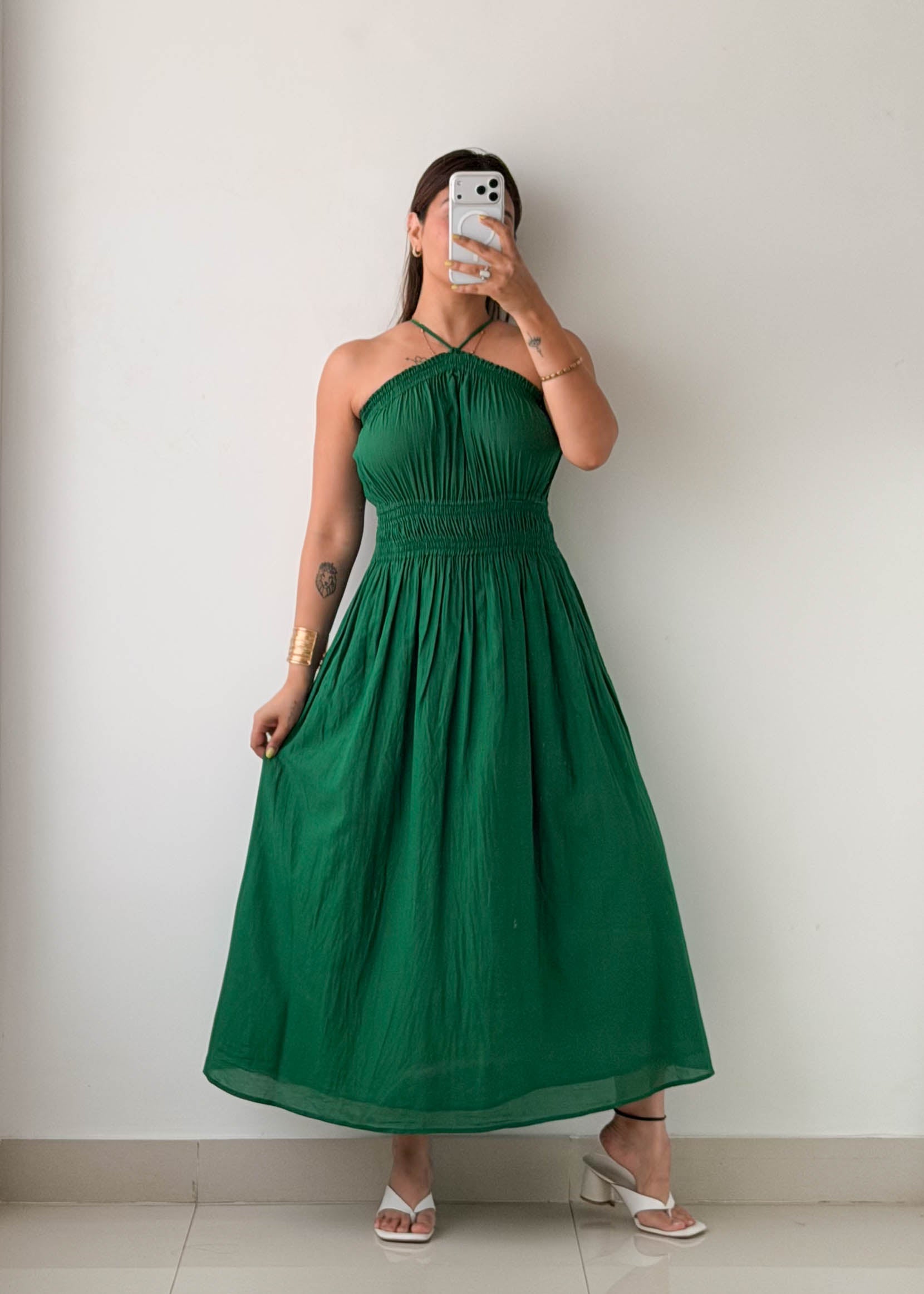 Size S-M Emerald Green Smocked Maxi Dress