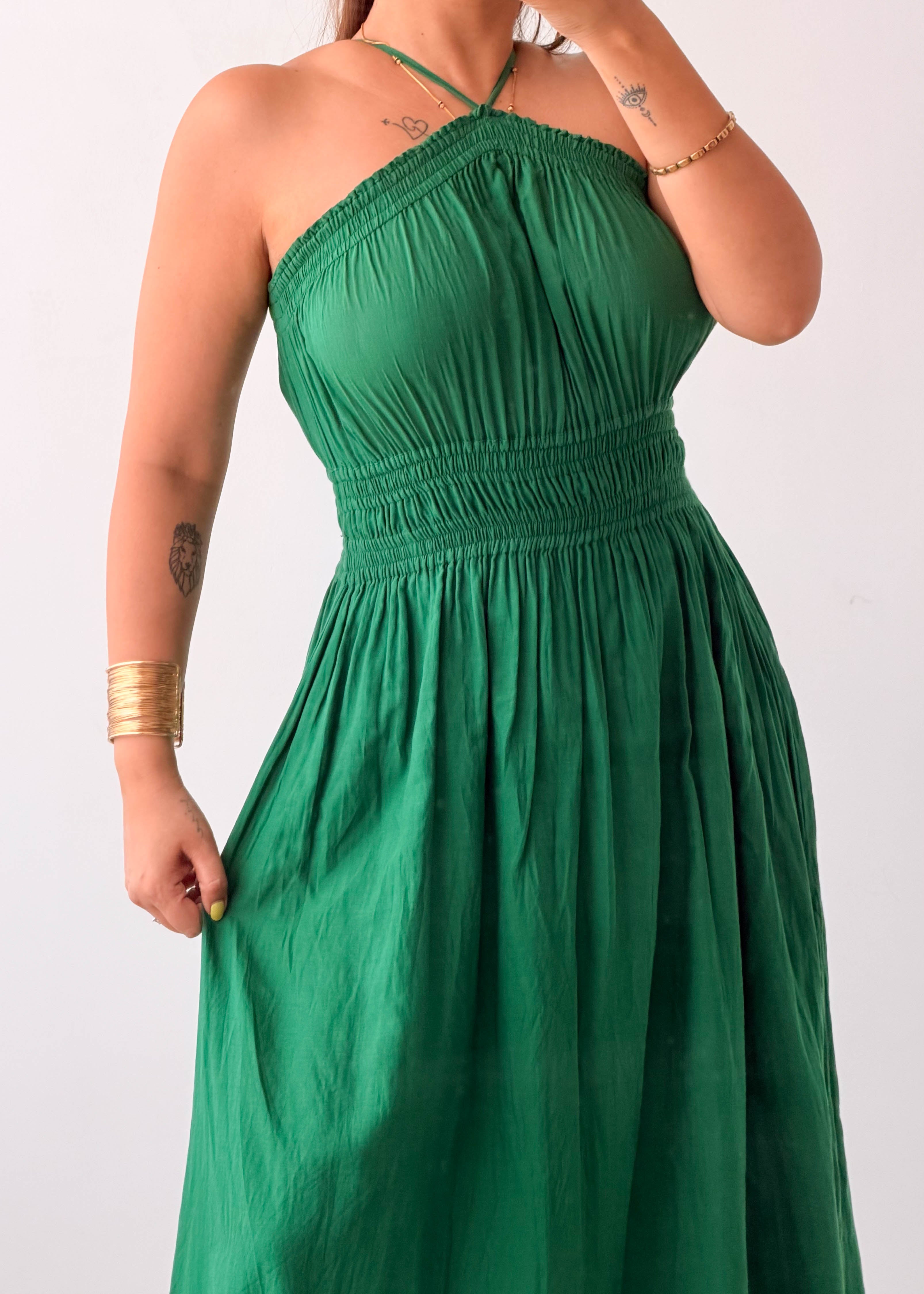 Size S-M Emerald Green Smocked Maxi Dress