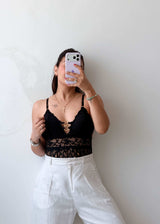 Size XS-S Black Lace Cut-Out padded Bodysuit