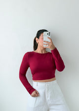 Size M-L Wine Open Back Tie Top