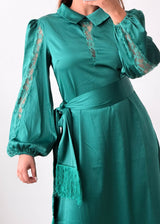Size S-M Teal Green Satin Maxi Dress
