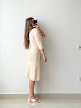 Size S-M, Cream Button Down Knit Midi Dress