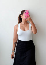 Size M White Square Neck Top