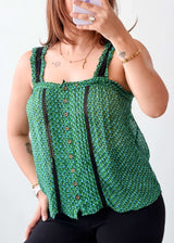 Size S-M Green Smocked Strap Top