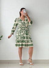 Size S & M Green Floral Printed Mini Dress