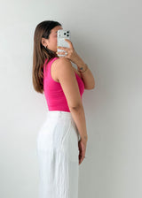 Size XS-S Hot Pink Sleeveless Bodysuit