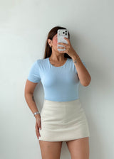 Size M-L Baby Blue Round Neck Bodysuit