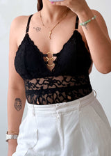 Size XS-S Black Lace Cut-Out padded Bodysuit