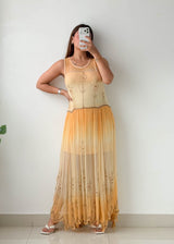 Size M Yellow Embroidered Dress