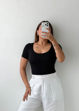 Size XS-S Black Scoop Neck Bodysuit