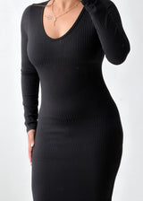 Size S-M Black Ribbed Knit Maxi Dress