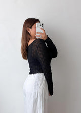 Size M-L Black Textured Mesh Top