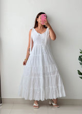 Size L-XL White Eyelet Maxi Dress